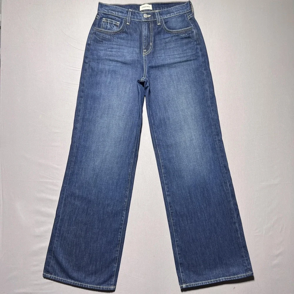 L'Agence Alicent Wide Leg Merrit Jeans Womens‎ 24 Blue High Rise Denim (28x32.5)
